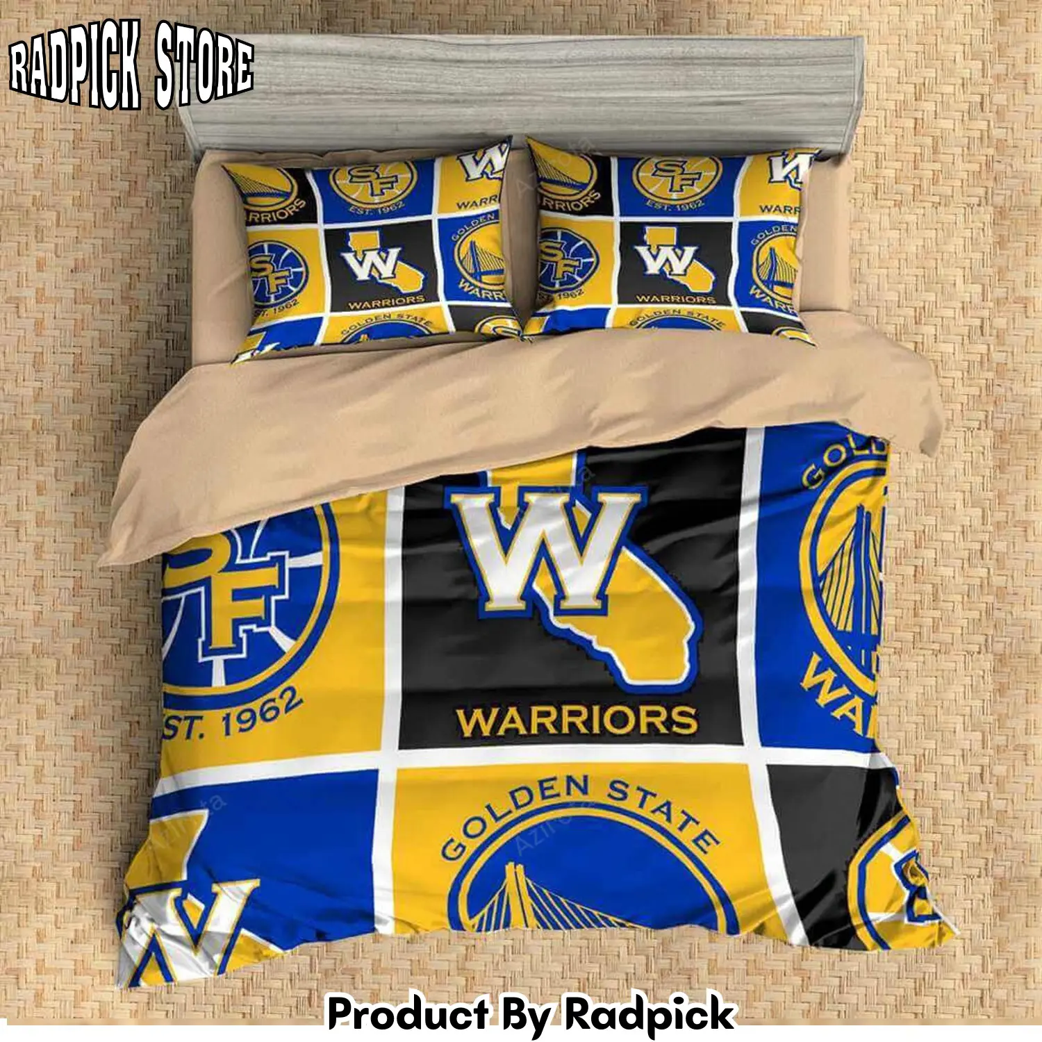 Radpick v6 custom 3d golden state warriors duvet cover set bedding set flat sheet pillowcases rp327548